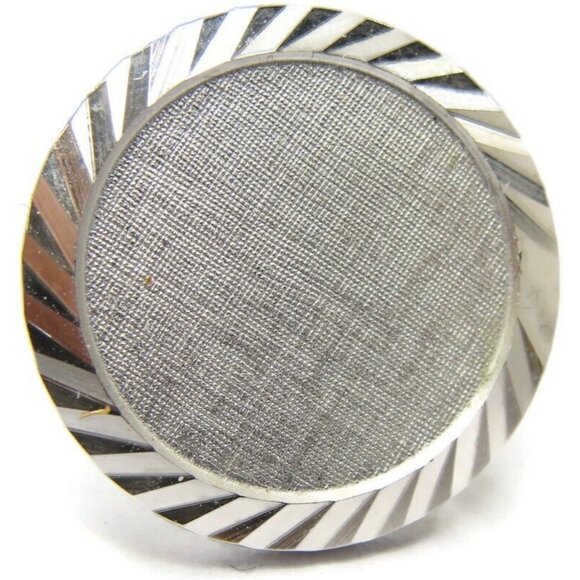 Vintage Swank Cufflinks Set Silver Tone Disc Shaped Fluted Edge With Tie Tack - Picture 9 of 13